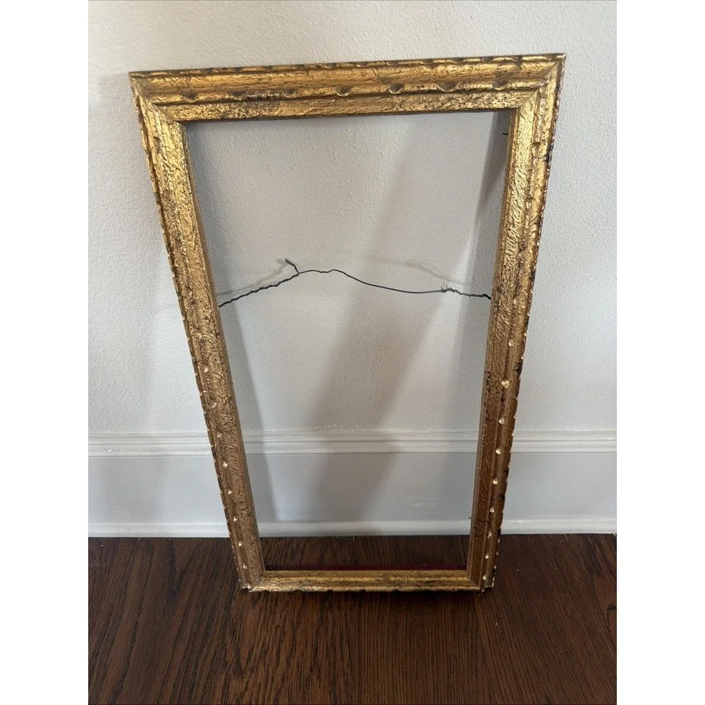 Vintage Gold Gilt Wood Picture Frame 27x15 Distressed Ornate Antique Style